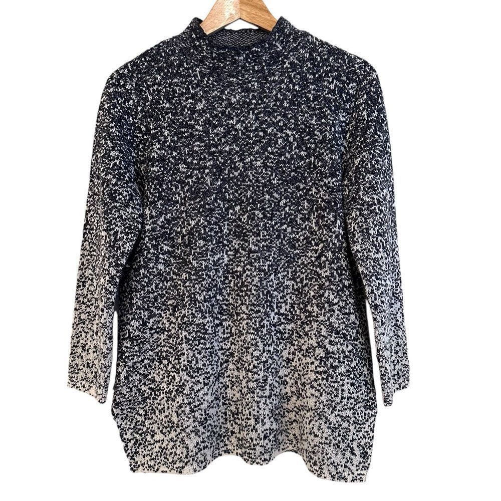 J. Jill Pure Jill Sweater Tunic Charcoal White Knit Ombre Mock Neck Small